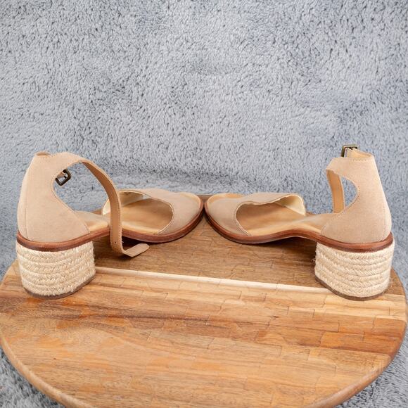 Soludos Anthropologie Capri Espadrilles Block Heel Tan Suede Women’s Size 8 - Picture 5 of 6